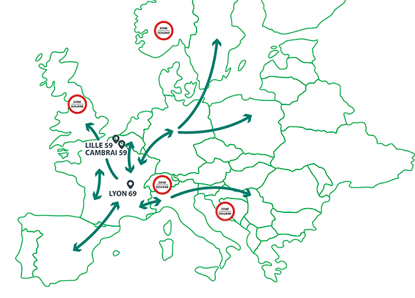 Carte de l'Europe LST - La solution Transport